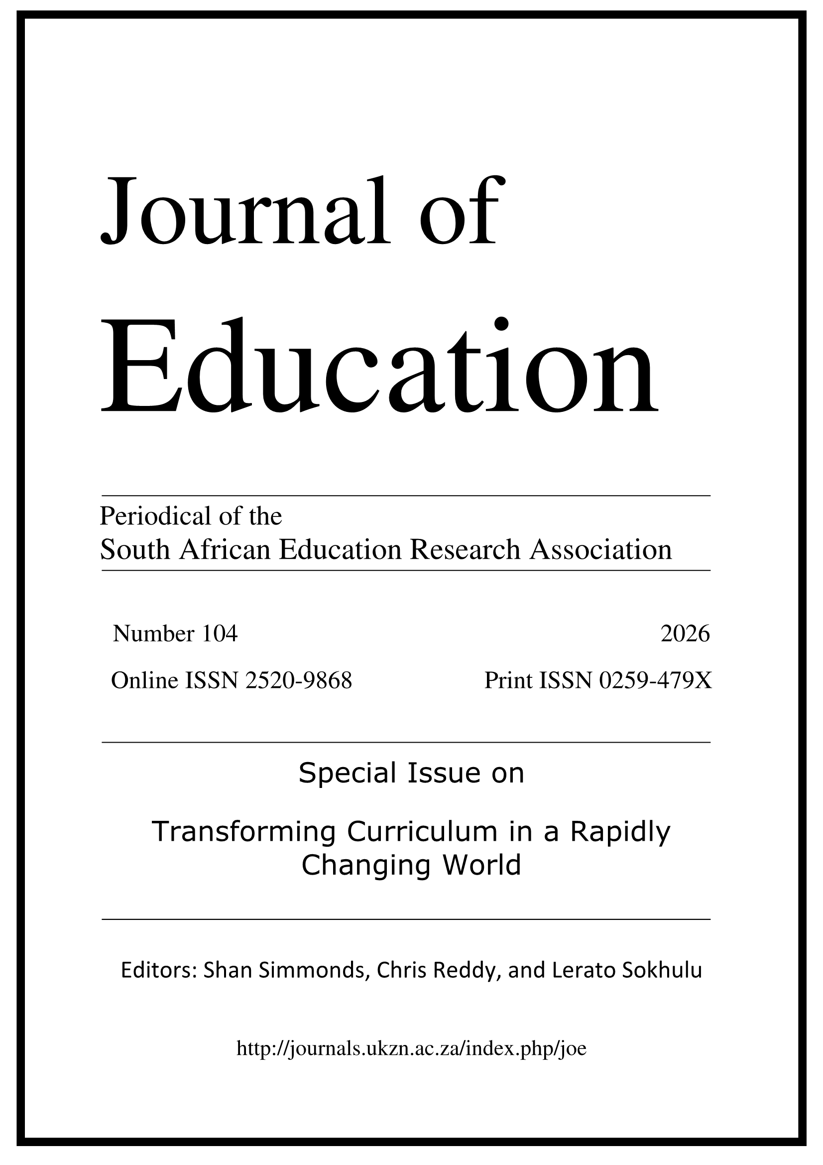					View Vol. 104 (2026): Special Issue on Transforming Curriculum in a Rapidly Changing World 
				